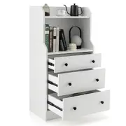 Giantex Modern 111CM Display Cabinet 3-Drawer Storage Cupboard Utility Organiser Living Room Bedroom Entryway, White