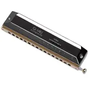 Professional Chromatic Harmonica 16 Hole 64 Tone Key of C Round Mouthpiece Mouth Organ for High-End Performers Black gold