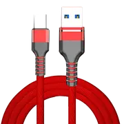 Super Fast Charging 1M Nylon Type-C Micro USB Data Cable Cord for Samsung S10+ S7 S6 HUAWEI P30Pro Xiaomi Redmi Note8 RED COLOR