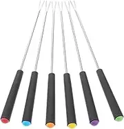 Wanmu 6 Pcs Stainless Steel Fondue Forks 23 CM, Fondue Set, Color Cheese Fondue-Forks with Heat Resistant Handle, Fondue-Sticks for Chocolate Meat Fountain Cheese Roast Marshmallows Dessert Fruits