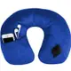 《TRAVELON》絨布音樂護頸充氣枕(藍) | 午睡枕 飛機枕 旅行枕 護頸枕 U行枕