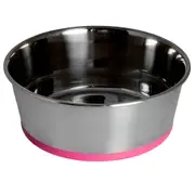 Rogz Slurp Stainless Steel Non-Skid Dog Bowl Pink - 4 Sizes
