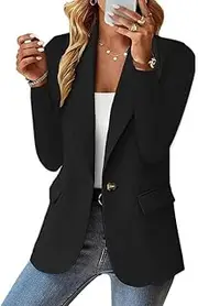 [DCTIWES] Womens Blazers for Work Casual 2025 Open Front Notch Collar Office Suit Jackets Long Sleeve Lapel Jacket