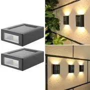 Solar Wall Light UP and Down Illuminate Outdoor Sunlight Sensor Lamp Home Garden