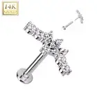 Piercing Labret Ear White Gold 14 Gold Fan