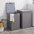 2 x Large Laundry Basket With Lid Collapsible Washing Clothes Storage Bin Hamper
