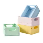 4-Pack Small Storage Crates, Collapsible Plastic Baskets, Stackable Space-Sav...