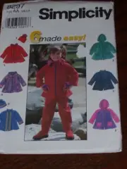 SIMPLICITY #8297 - TODDLER ( 6 STYLE ) FLEECE JACKET & HAT PATTERN ½-2 FF