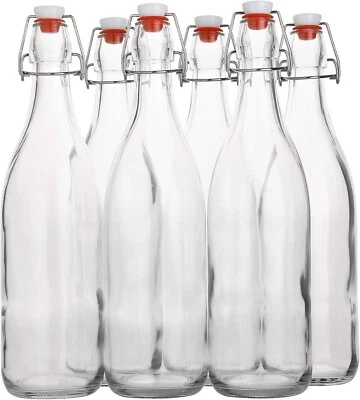 Flip Top Glass Bottle 1 Liter 33 fl oz Pack of 6 Swing Brewing with St