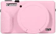Case for Canon Powershot G7X-Mark III Digital Camera, G7x Mark iii Camera Silicone Case, Anti-Scratch Slim Fit Soft Skin, G7X Marks 3 Accessories with Detachable Lens Cover (Pink)