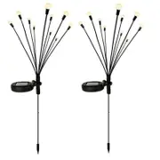 Solar Garden Lights 2Pcs 10LED Solar Powered Firefly Light Ground Patio Stake Walkway Lamp Outdoor Garden Decor -Yellow