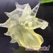 4.7" Natural Citrine Quartz Unicorn Carved Quartz Crystal Skull Reiki Healing