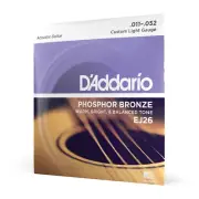 D'Addario EJ26 Custom Light Phosphor Bronze Acoustic Guitar Strings (11-52 Ga...