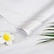 Oxdigi Marble Contact Paper 24 x 196 inches Self Adhesive Peel & Stick Wallpaper for Kitchen Countertop Cabinet Furniture Waterproof PVC Removable White