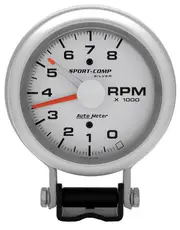 Auto Meter Sport-Comp Silver Tachometer 3-3/4" Adjustable Redline 0-8,000 rpm
