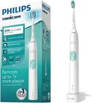 Philips Sonicare ProtectiveClean 4300 Standard Sonic Electric Toothbrush with Built-in Pressure Sensor, Cleaning Mode and BrushSync Feature, White/Mint, HX6807/06