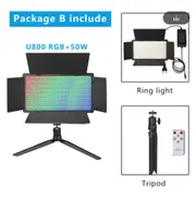 U800 RGB Photo Light LED Photo Studio Light Camera Phone Video Recroding RGB Panel Lamp LED Vdieo Light for YOUTUBE Tiktok LIVE U800-LOC NO Battery