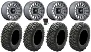 KMC Impact 15" Wheels Anthracite 30" Crawler XR Tires Kawasaki Teryx Mule