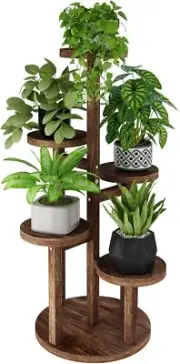 5 Tiered Wood Plant Stand for Indoor Plants,Tall Plant Shelf Corner Display Rack