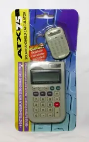NIP ATX75 Solar / Battery Handheld Calculator W/ Bonus Key Chain Calculator