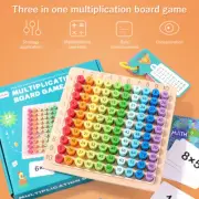 Wooden Math Multiplication Board Montessori Children Counting Toy with 1 ReRe☾