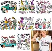 8Pcs Easter Iron on Transfer Decals for T Shirts Cute Rabbit Iron on Patches Stickers HTV Iron on Transfer Paper Iron on Transfers Appliques for Clothing Hoodies Hat DIY Decoration Supplies（Washable）
