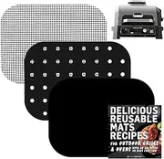Accessories for Woodfire Outdoor Grill Pro XL, Pro Connect XL, OG800 OG900, Reusable Mats Non-Stick Grill Liners for Wood Fire Electric Air Fryer and Smoker 7-in-1 BBQ, Dishwasher Safe by INFRAOVENS