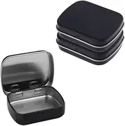 AKOAK 3 Pcs 2.4 x 1.7 x 0.6 Inches Rectangular Empty Hinged Tins Box Containers for First Aid Kit,Survival Kits,Storage,Herbs,Pills,Crafts and More (Black)