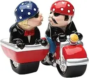 Biker Motorcycle and Sidecar Salt and Pepper Shakers Set