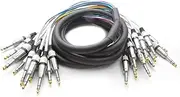 12 Channel 1/4" TRS Snake Cable - 10 Feet Long - Serviceable Ends - Pro Audio Effects Snake for Live Live, Recording, Studios, and Gigs - Patch, Amp, Mixer, Audio Interface 10'
