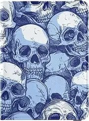 [Amooorous] Funny Skull White Leather decorative Passport Card Holder Cover Combo Travel Documents Organizer Protector Passport Wallet Lightweight, funny skull white, 1 size