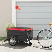 Bike Trailer Black and Red 45 kg Iron,Bicycle Trailers 10.1KG-94111