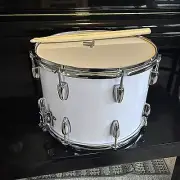 Marching Snare Drum 14x10 White with Poplar Shell Drum Sticks, Strap, Drum Key