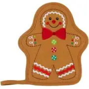 Holiday GINGERBREAD Man Oven Mitt Potholder CHRISTMAS Cookie Embroidered 9.50"