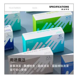 【BioCover保盾】無粉塑膠檢診手套-PVC手套-特小號XS-100隻/盒(手套、拋棄式、一次性)