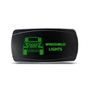 Rocker Switch for Jeep JK Windshield Lights Symbol - Horizontal - Green LED