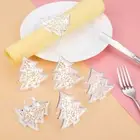 Napkin Rings Holder Silver-plating Christmas Tree Pattern for Christmas Party