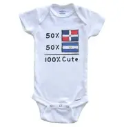 50% Dominican Plus 50% Salvadorian Equals 100% Cute Flags Baby Bodysuit