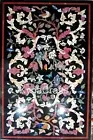 Rectangle Black Marble Dining Table Top Antique Design Inlay Work Hallway Table
