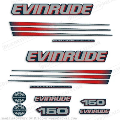 Fits Evinrude 150hp Bombardier Outboard Decal Kit - Blue Cowl Engine 2002-2006