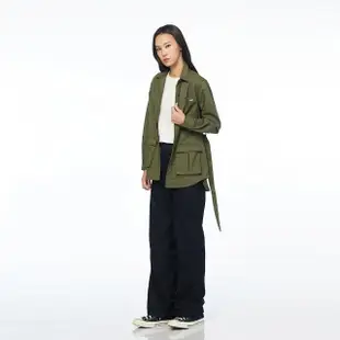【JEEP】女裝 多口袋獵裝長版襯衫式外套(軍綠)