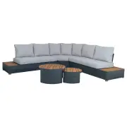 Moreton Teak Lounge Set &amp; Coffee Table, Grey