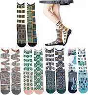 [AZIDWERYQ] 5 Pairs Womens Sheer Socks, Summer Transparent Thin Mesh Lace Elastic Jacquard Crystal Glass Socks, Printed Clear Socks for Women