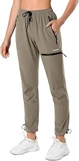 [Ksmien] Women's Hiking Pants Quick Dry Lightweight Water Resistant Golf Athletic Travel Cargo Pants UPF 50 Zipper Pockets