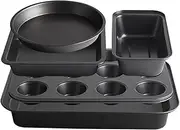 Baking Pans Nonstick Set, 5-Piece Bakeware Sets with Round/Square Cake Pan, Muffin Pan, Loaf Pan, Roast Pan, Baking Sheets for Oven, Cozioz Kitchen Cookware Sets Baking Supplies