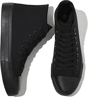 [kufeiti] Women’s High Top Canvas Sneakers Canvas Shoes Lace up White Black Sneakers Casual Walking Shoes