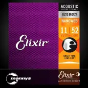 Elixir 11027 Acoustic 80/20 Bronze w/ Nanoweb Coating - Custom Light (11-52)