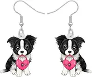 [LONYOO] Adorable Border Collie Earrings Dangle Acrylic Pets Dog Gifts for Dog Lovers Women Girls Jewelry Cute Puppy Charms, Medium, Acrylic, No Gemstone