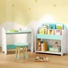Keezi Kids Bookshelf 2 In 1 Table Chair Bookcase Toys Shelves Children Organiser