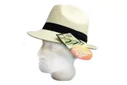 MELBOURNE HATS Fedora Ecuadorian Palm Straw Hat Handwoven Summer Panama Trilby - Natural - Medium (58cm)